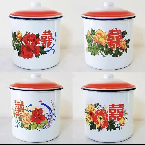 搪瓷杯也可以喝水也可以喜事装糖果一杯俩用