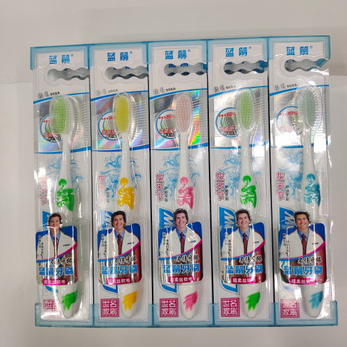 Daily Necessities Special Offer Toothbrush Blue Arrow 908A（30 PCs/Box） Adult Soft-Bristle Toothbrush Gum Care Oral Cleaning