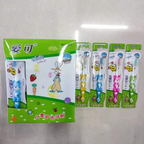 Daily Necessities Toothbrush Wholesale Aike 6617 Children‘s Cartoon Beibei Dog Soft-Bristle Toothbrush