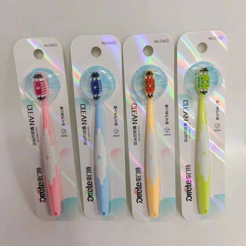 Yiwu Department Store Toothbrush Wholesale Dimente D602 Spiral Nylon Wool Charm Soft Protective Toothbrush
