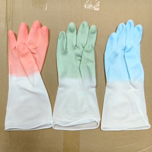 双色PVC橡胶皮手套单层洗碗手套防水洗衣服家居家务清洁塑胶手套