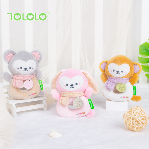 婴儿玩具萌娃手抓摇铃可入口新生儿抓握训练安抚玩具毛绒