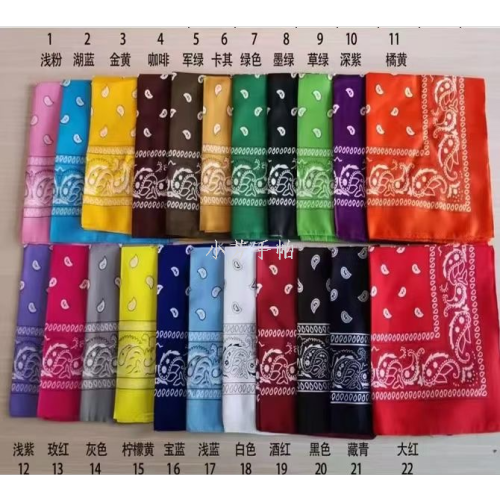 跨境货源涤纶佩斯利腰果花方巾嘻哈户外骑行头巾批发