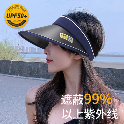 UPF50 + Summer Big Brim Air Top Sun Protection Hat UV Protection Sun Hat Female UV Cycling Sun Hat Cover Face