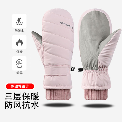 百虎王滑雪手套女冬季加绒加厚户外骑行水触屏电动车单板保暖手