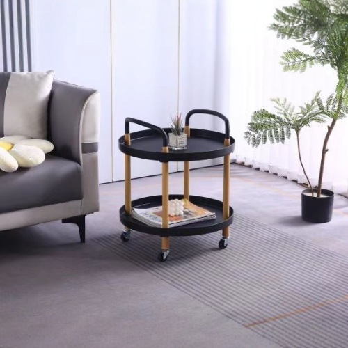 LHJJ轻奢移动圆形小推车浴室厨房客厅茶几收纳杂物置物架美容院用
