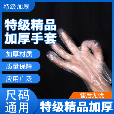 Junda Factory Super Boutique Thickened Disposable Protective Gloves Catering Cleaning Beauty Diet PE Film Gloves