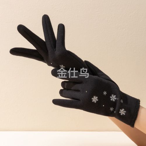 Gloves for Women Autumn and Winter New Fleece-Lined Cold-Proof Women‘s Riding Thickened Korean-Style Cute Student Riding Touch Screen