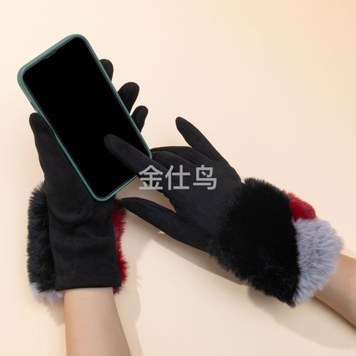 Winter Women‘s Fleece-Lined Riding Gloves for Students Ladies Cycling Cold-Proof Windproof Skiiing Thick Warm Touch Screen Gloves