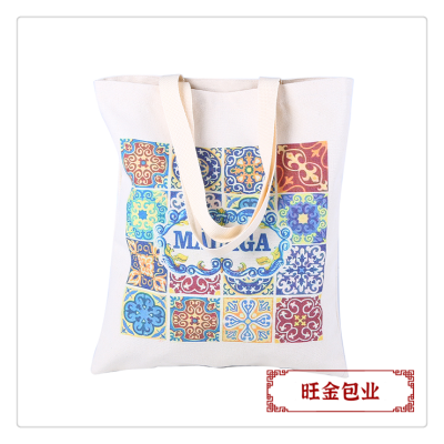 Creative Color Printing Portable Canvas Bag Student Shoulder Cotton Bag Fashion Clothing Shopping Bag
