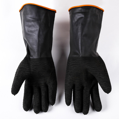 new wrinkle light lining chemical gloves outer black lining orange industrial gloves stain-resistant cleaning gloves 180g gloves