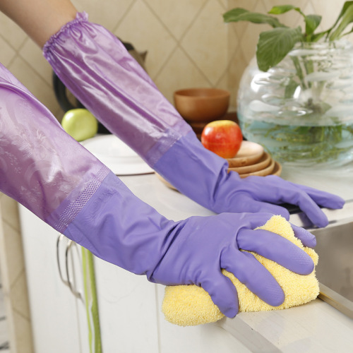 factory self-produced and self-sold kitchen dishwashing cleaning household laundry dishwashing thickened cotton padded lengthen to keep warm gloves elastic