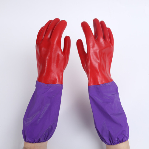 factory wholesale thickened oil-resistant kitchen dishwashing gloves bathroom cleaning pvc acid and alkali-resistant sleeve industrial gloves