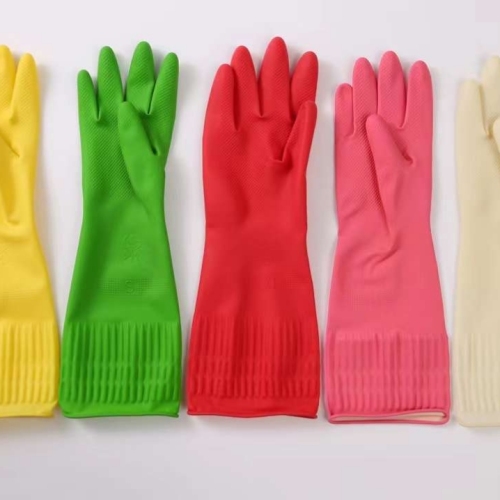 wholesale four seasons gloves lengthened kitchen household laundry latex gloves thick cleaning men‘s and women‘s rubber dishwashing gloves