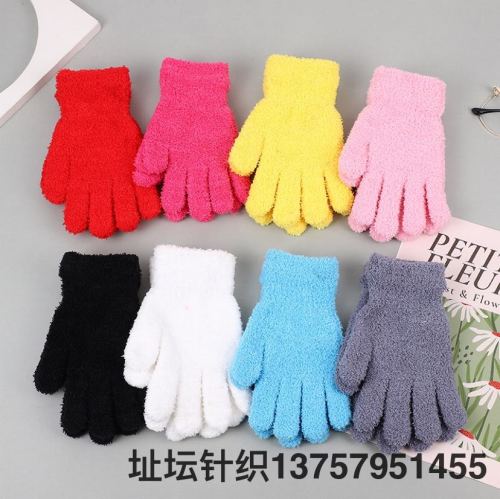 autumn and winter outdoor men‘s and women‘s warm and clean coral fleece lazy gloves