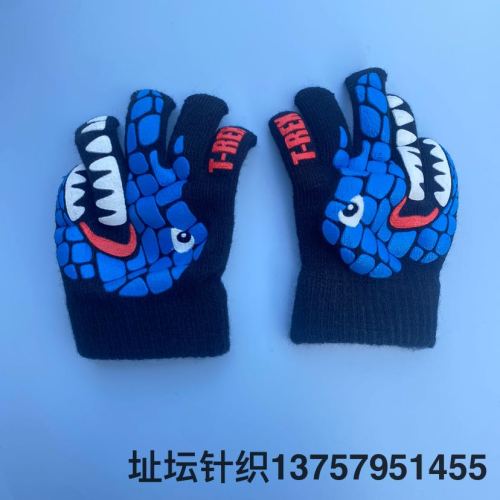 cute offset printing creative boys kindergarten primary school students 4-5 years old outdoor anti-freezing plus velvet thickened high-end gloves