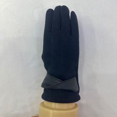 Suede plus Pu Fashion Five-Finger Warm Gloves