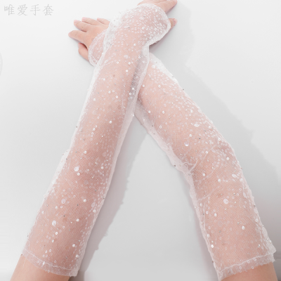 Factory Direct Sales Sun Protection Oversleeve Summer Ice Sleeve Sets Fashion Lace Embroidery Breathable Ice Sleeve Long Sleeve Arm Guard Sleeves Women