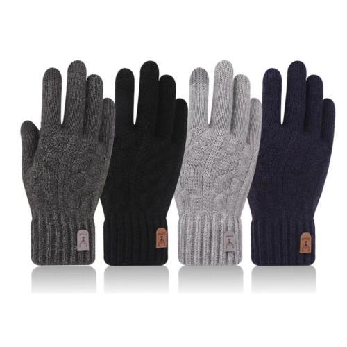Winter Lovers Wild Brushed Single-Layer Touch Screen Five-Finger Knitted Warm Gloves Factory Wholesale Men‘s and Women‘s Finger