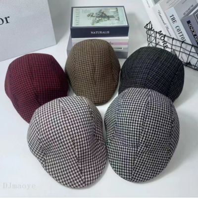 Houndstooth Tongue Pressing Cap Hats for the Elderly