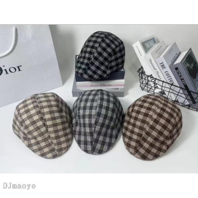 Striped Grid Tongue Pressing Cap Hats for the Elderly