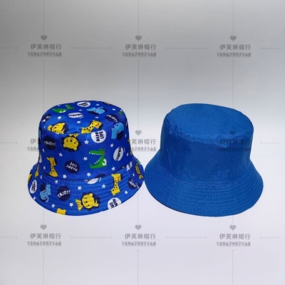 Children Hat Printing Reversible Bucket Hat Adult Cap Sun Hat Sun Protection Hat Evlin Hat Line Support Customization