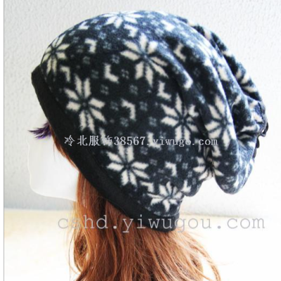 Fall/winter fleece double Korean version of outdoor wind unisex ski thick Turtleneck scarf hat 
