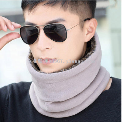 Round neck men's winter wear and thickening neck, warm and multi-functional headgear hood, outdoor fleece lovers Round neck han edition.