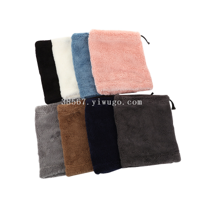 2024 Winter Korean Style Bejirog Fleece-Lined Thickened Solid Color Plush Fashionable Warm Windproof Scarf Bandana