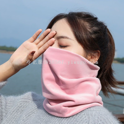 Winter 2024 New Korean Style Fleece-Lined Scarf Warm Scarf Riding Windproof Bandana Thick Solid Color Neck Scarf