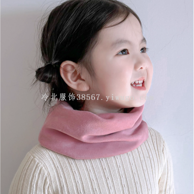 Children's Winter Korean-Style All-Match Scarf Solid Color Classic Scarf Fleece-Lined Thickened Neck Cover Warm Neck Cover Mask