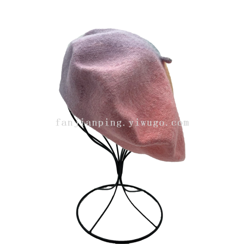 new wool color tie-dyed beret hat