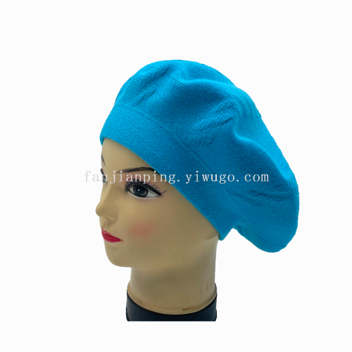 hot selling cashmere knitted fashion beret jacquard double-layer three-dimensional hat