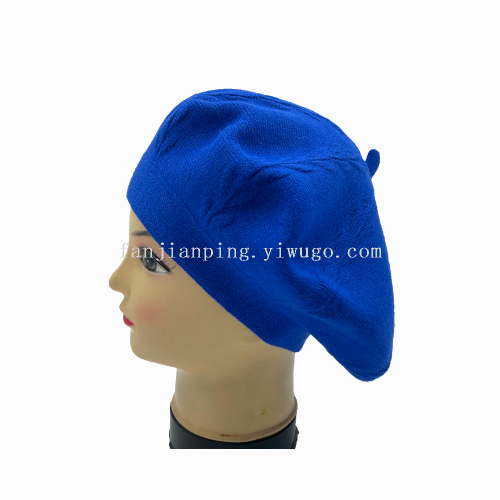 hot selling cashmere double-layer knitted fashion beret jacquard three-dimensional hat reversible colors can be customized