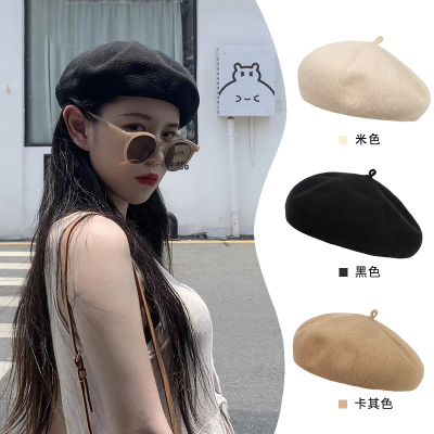 Spring and Summer Beret Fashion British Style Retro Beret Beige for Women Green Light Blue Linen Breathable Thin