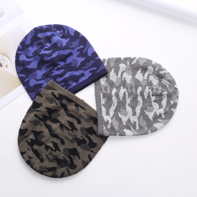 Men's trendy autumn and winter wool thread cap, thickened thermal sleeve cap, ear protector, head cap, camouflage cap