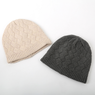 Cashmere Hats Plaid Sheep Woolen Cap Winter Men's and Women's Thickened Warm Double Layer Knitted Hat Closed Toe Beanie Hat 」