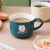 Creative Style Ceramic Cup Ceramic Dried Rice Cup with Lid Cute Pattern Milk Cup
