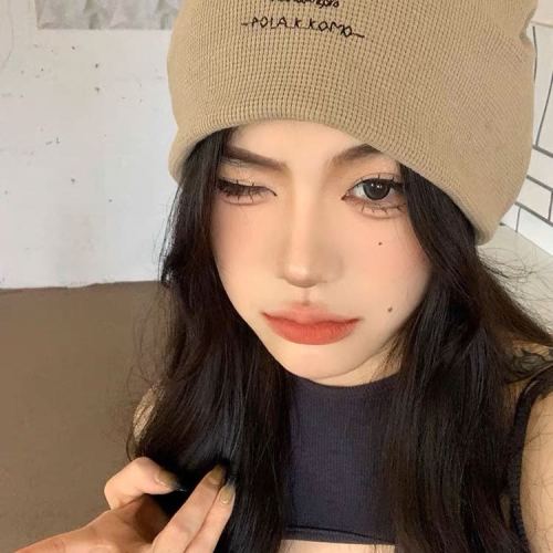 online celebrity confinement cap female summer letters postpartum big head circumference pile cap spring and autumn knitted closed cap thin cold cap