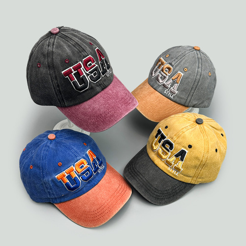 新款撞色简约刺绣USA字母棒球帽男女遮阳趣味ins休闲鸭舌帽子批发