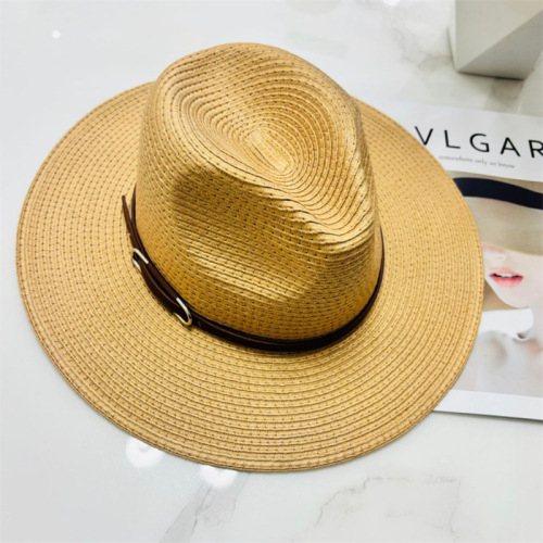 夏季帽子男女英伦宽沿巴拿马帽青年街拍度假皮带小礼帽百搭遮阳帽