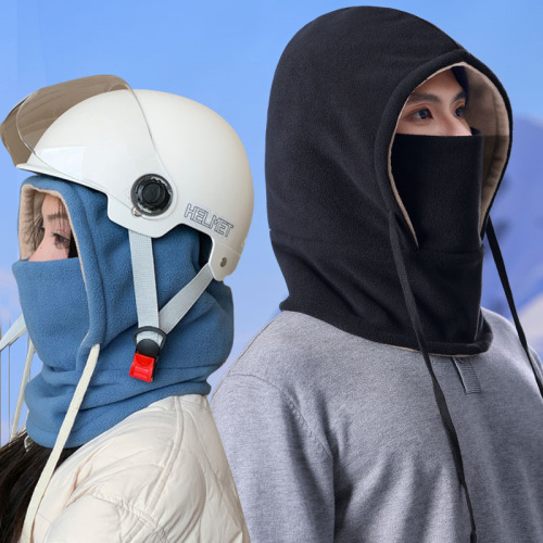 摇粒绒保暖雷锋帽子男士秋冬季骑车围脖连体帽女防风寒面罩滑雪帽