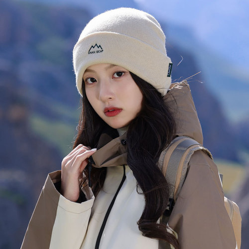 跨境针织保暖帽子男女同款秋冬季包头堆堆帽户外简约运动毛线帽潮