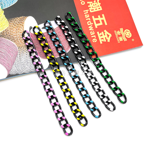 Aluminum Zipper Drop Chain Enamel Color Cross Chain DIY Thick Straps European Hip Hop Necklace Bracelet Jewelry Accessories