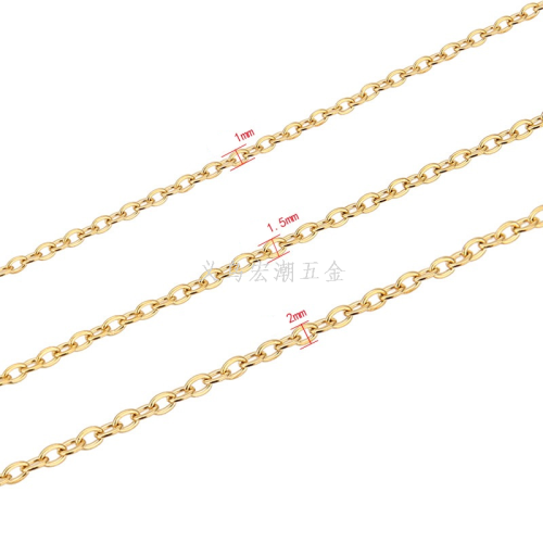 18K Gold 0-Word Chain Copper-Clad Iron Pressed Cross Chain Rose Gold Silver Necklace Accessories M/Roll