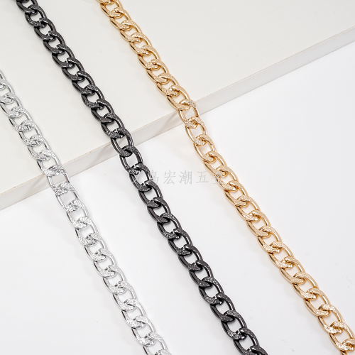 2.8（11.8x16.8） random pattern nk metal chain gold double woven aluminum zipper color aluminum zipper bag chain-strap