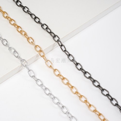 2.1（9 x14） diamond pattern 0 word aluminum zipper replacement metal backpack strap o-shaped chain bag shoulder girdle hemp flowers chain