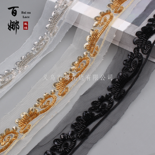 Bai Na Lace DIY Clothing Bag Accessories Shoes and Hats Accessories Hatband Diamond Chain Lace Rhinestones Ribbon