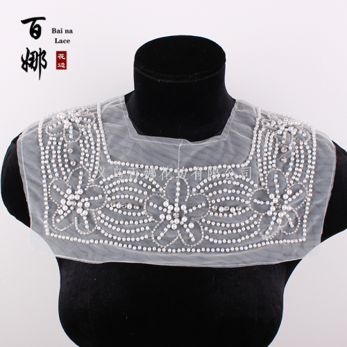 bai na handmade diy clothing accessories lace fake collar organza white pearl rhinestone lace wedding accessories