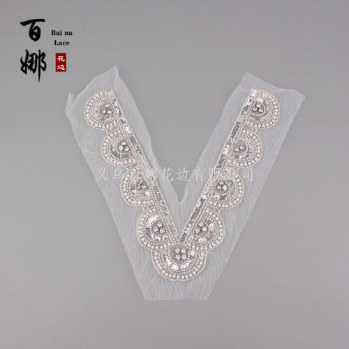 bai na lace handmade beaded collar round tube beads hand-stitched beaded collar clothing accessories collar flower foreign trade batch